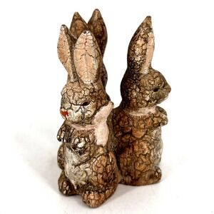 Bethany Lowe‎ Bunny Trio Figurine 3" Rabbit Easter Antique Look